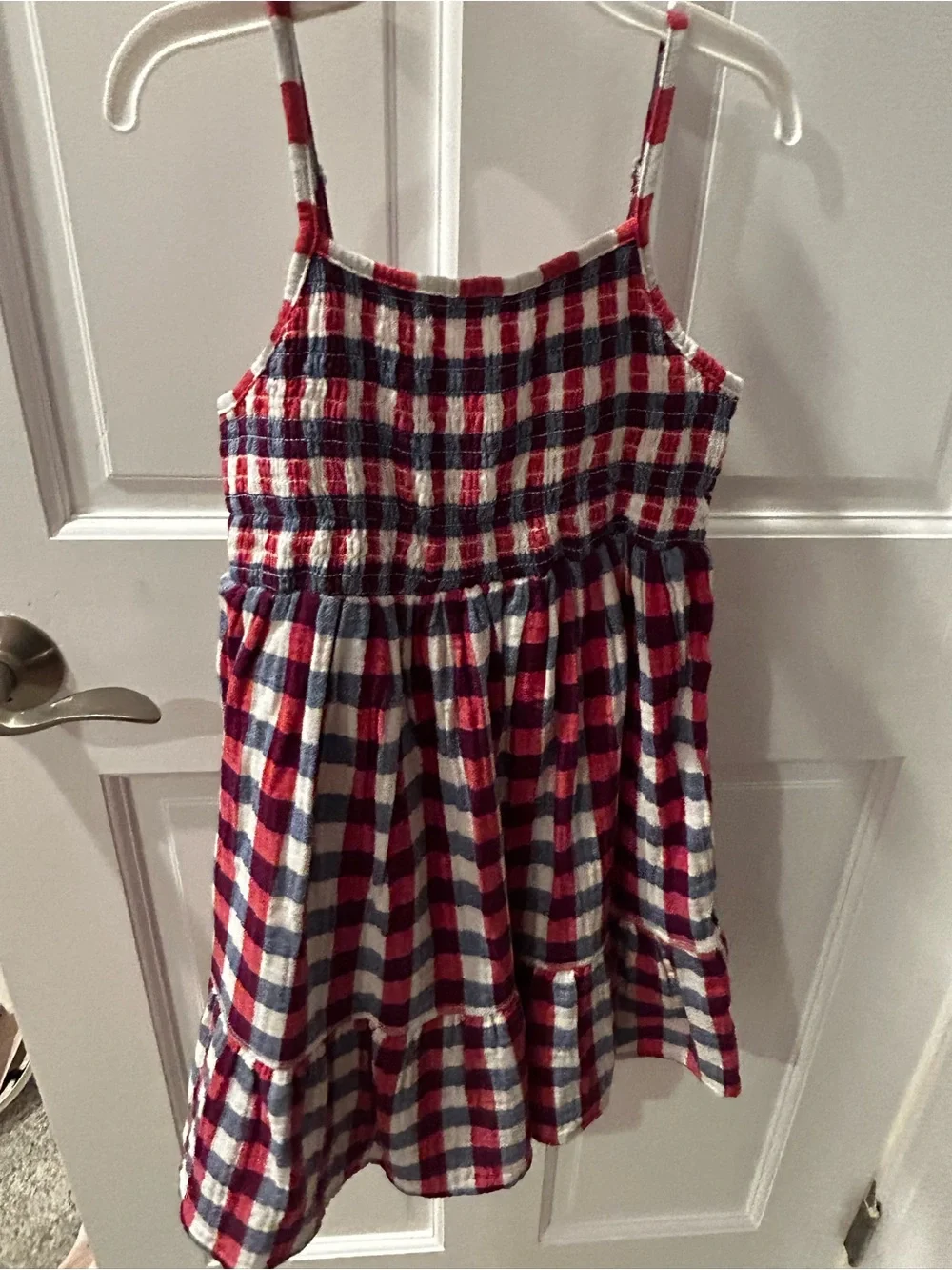 Cat & Jack Red White Blue Plaid Baby Sun Hat